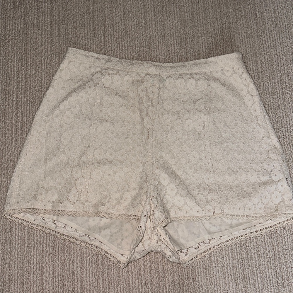 Ivory lace shorts
